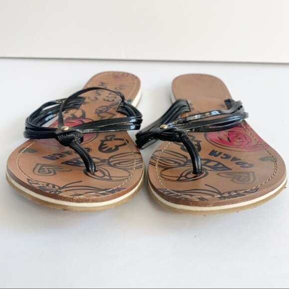 COACH Maria Black Patent leather Flip Flop Sandals - Picture 3 of 8